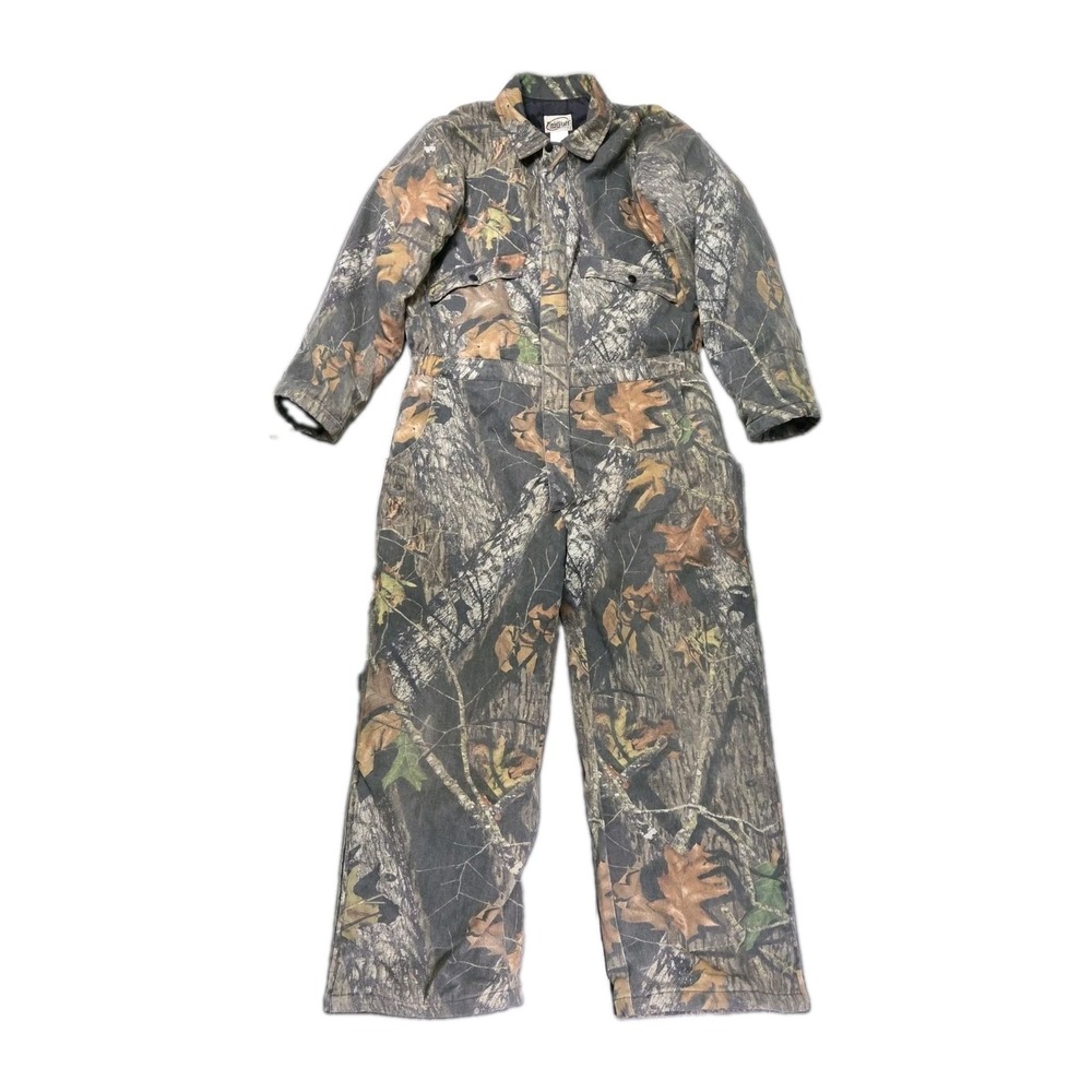 VTG Field Staff Mossy Oak Mens XL Camo Insulated Coverall Quilted Lined Hunting